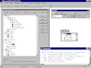 De overzichtspagina van de Project Manager van Visual FoxPro. Van het tweede geopende project is de klassen pagina losgetrokken van de werkbalk. In het Command Window kunnen opdrachten over meerdere regels worden ingevoerd.