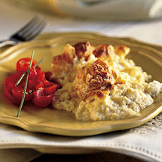 Muenster Cheese Soufflé with Red Bell Pepper and Tomato Salad