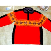 Boys Red Nordic Ski Sweater Obermeyer L 6 7 zip neck