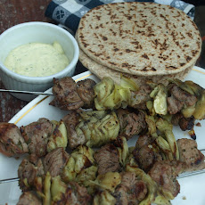 Lamb & Artichoke Kebabs with Minted Lemon Aioli