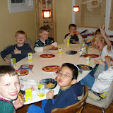 Kai and his friends, waiting for cake at his birthday party