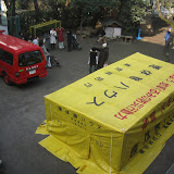 A portable “smoke room” for a fire drill at Kai's kindergarten A portable “smoke room” for a fire drill at Kai's kindergarten