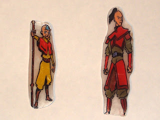Kai and Maria made shrinky dinks of Kai's favorite Avatar characters, Aang and Zuko