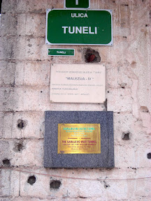 signs at the Tunnel that went under the airport in Sarajevo during the siege
