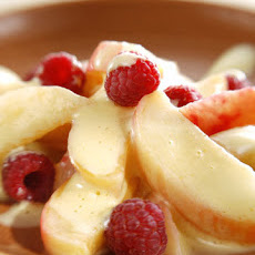 Zabaglione with Fresh Peaches and Raspberries