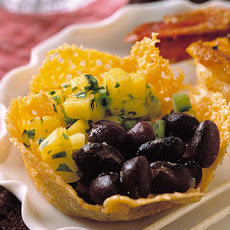 Beastly Beans with Mango Salsa in Cheddar Cups