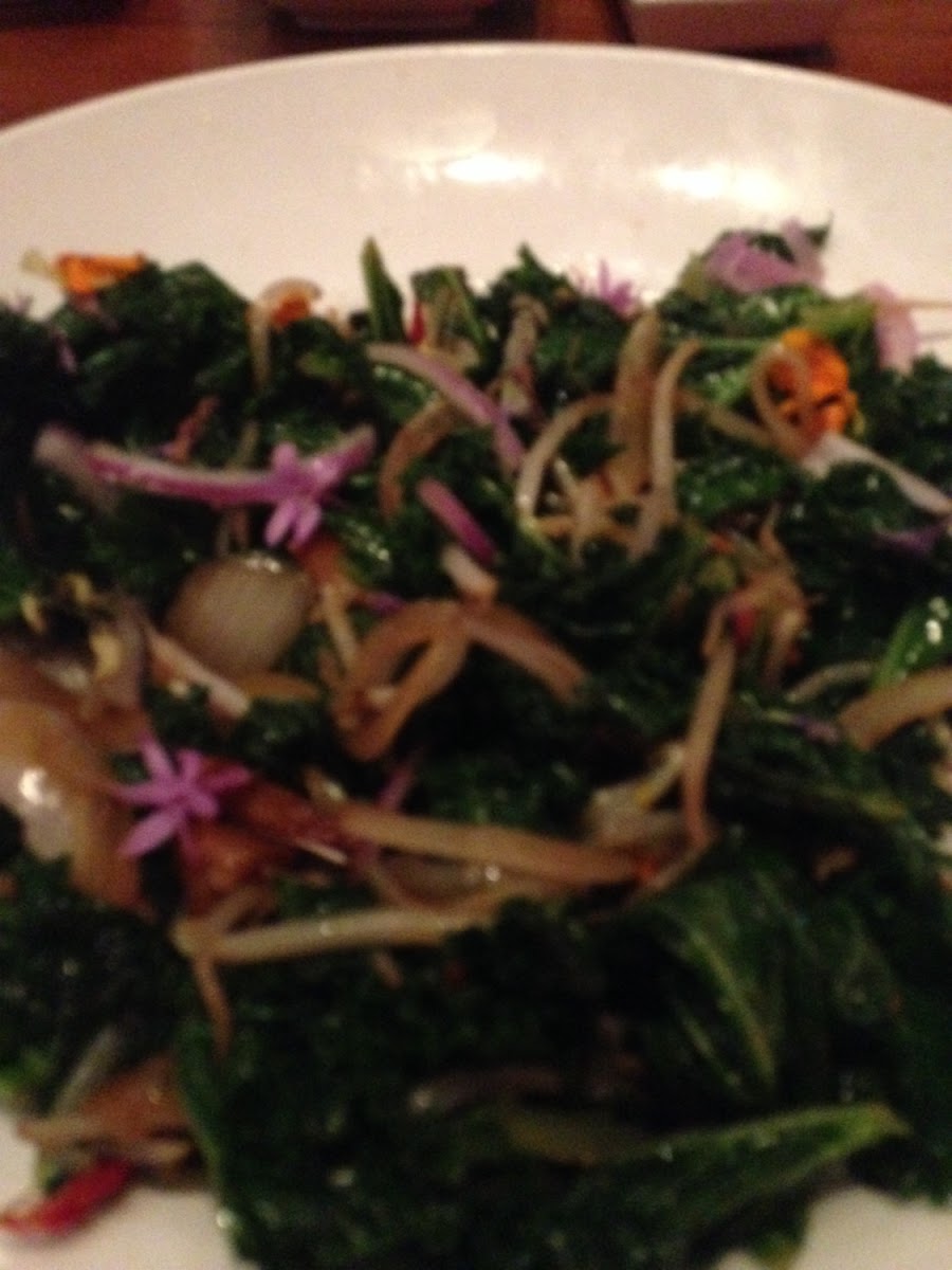 Warm kale salad with GF tamari
