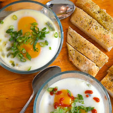 Spicy Coddled Eggs with Focaccia