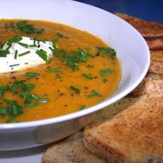 Roasted Pumpkin Soup With Roasted Garlic