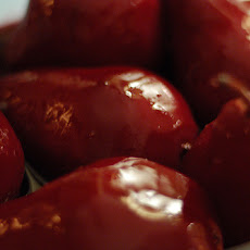 Ginger Poached Pear in Lingonberry Broth