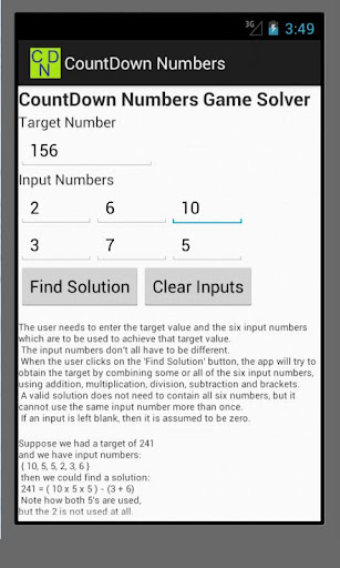 CountDown Numbers Game Solver