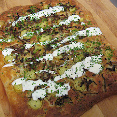 Flatbread with Fingerling Potatoes, Shitake Mushrooms, and Truffle Oil