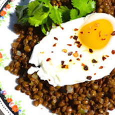 Poached Eggs with Spiced Lentils