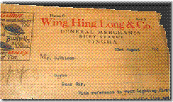 Wing Hing Long & Co letterhead, 1927. Photograph by Stephen Thompson.