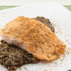 Spiced Salmon over Coconut Lentils