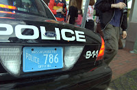 this policeman assaulted pedestrians.  bad cop.