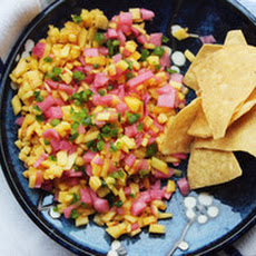 Peach Salsa with Pickled Red Onions and Serrano Chiles