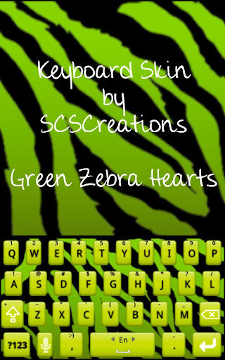 KB SKIN - Green Zebra Hearts
