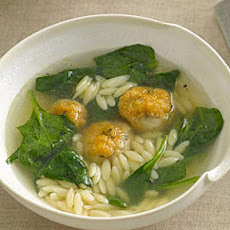 Chicken Meatball–and–Orzo Soup