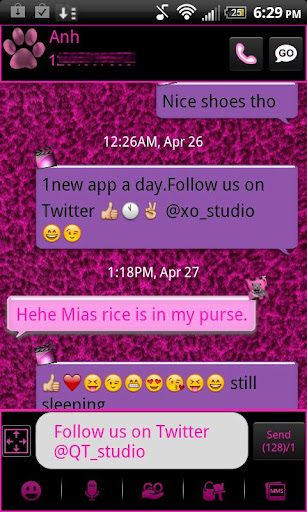 Pink Leopard theme 4 GO SMS QT