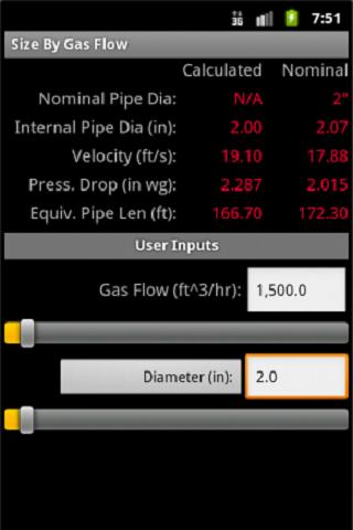 HVAC Pipe Sizer - Gas Low
