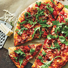 Bacon, Tomato, and Arugula Pizza
