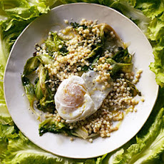 Sautéed Escarole with Toasted Pearl Couscous and Poached Eggs