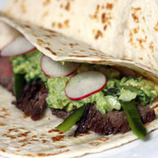 Grilled Skirt Steak with Guacamole and Rajas