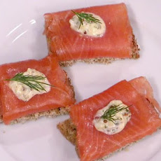 Irish Smoked Salmon on Brown Bread Crostini with Hard-Cooked Egg Aioli