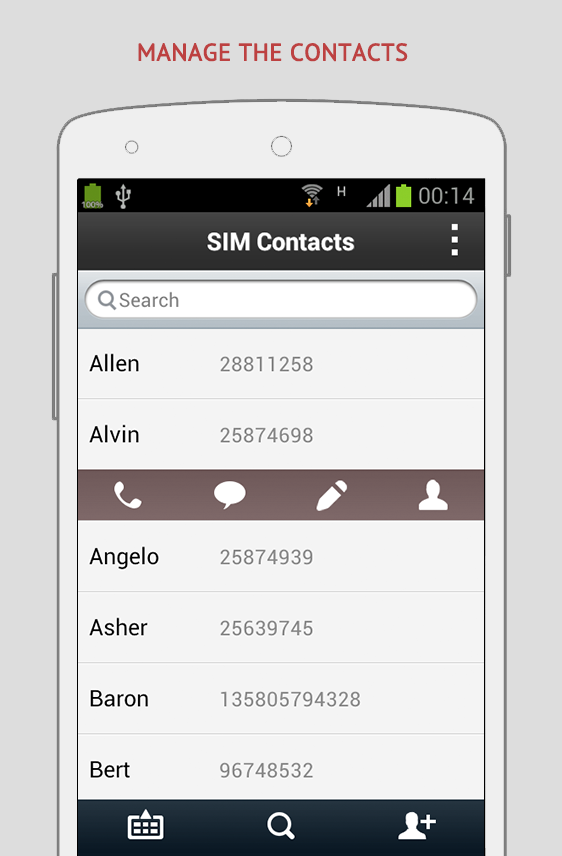 Android application SIM Contacts Pro screenshort