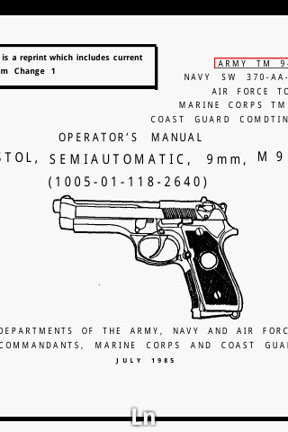 U.S. M-9 Pistol Manual
