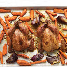Maple-Glazed Cornish Game Hens with Carrots