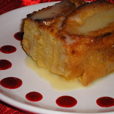 White Chocolate Bread Pudding With Raspberry and White Chocolate