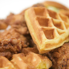 Fried Chicken and Waffles Stack with Iceberg Salad and Garlicky Ranch Aioli