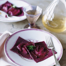Beet Ravioli Stuffed with Ricotta, Goat Cheese, and Mint