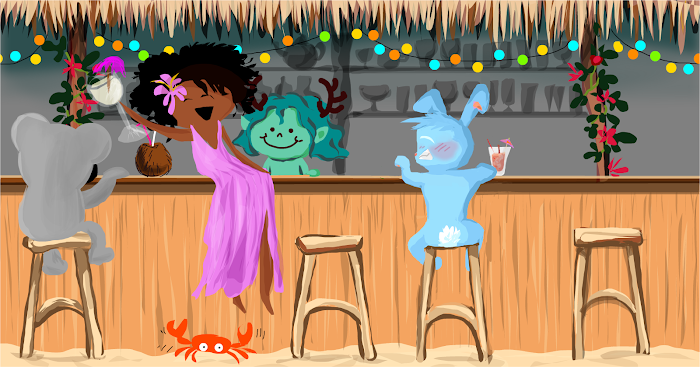 the Sketchport beach bar and spiced rum