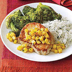 Sautéed Pork Chops with Pineapple and Mint