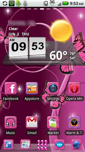 Pink Butterfly GO Launcher EX