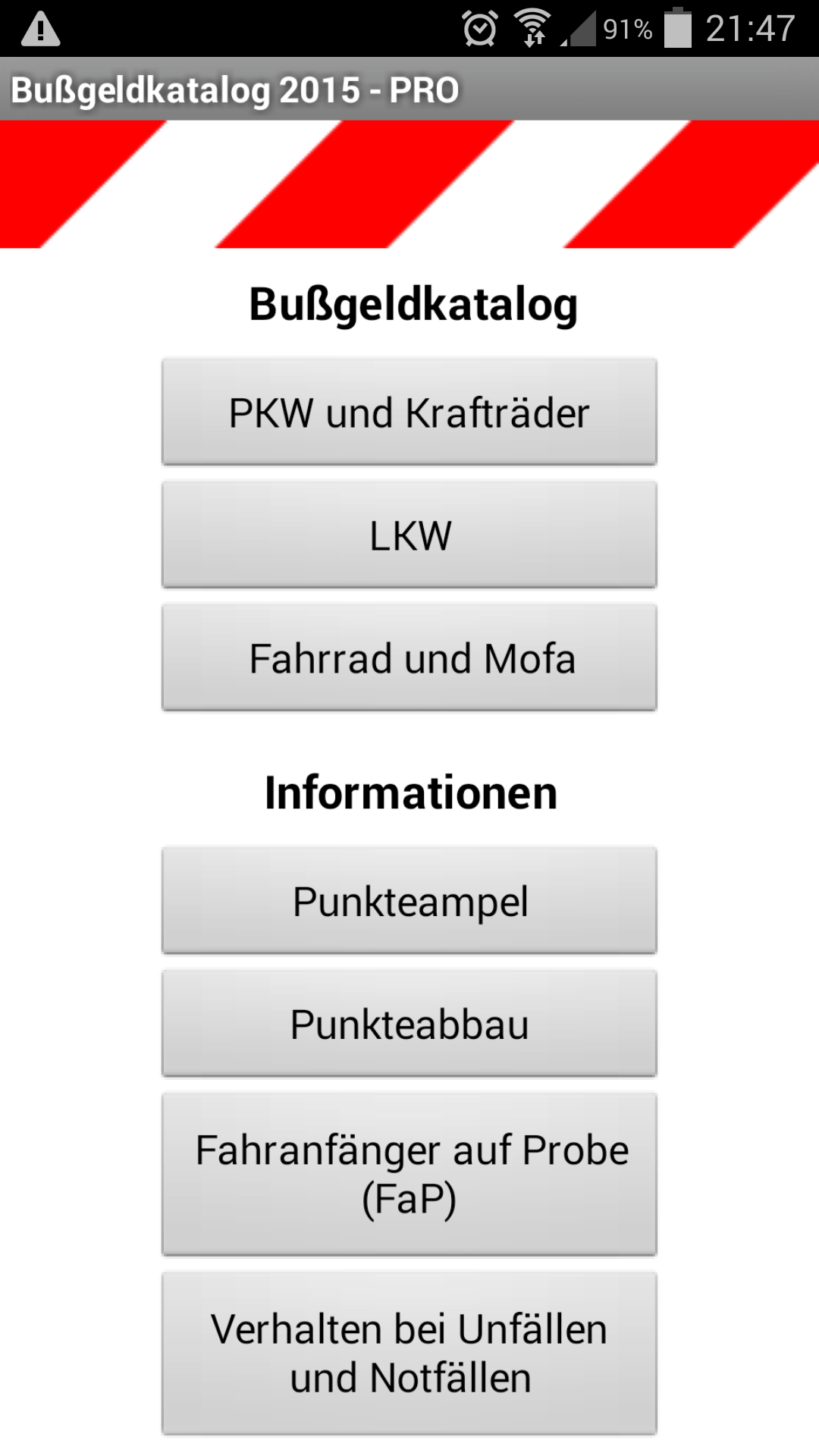 Android application Bußgeldkatalog 2016 PRO screenshort
