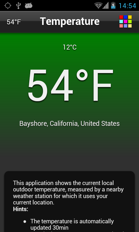 Android application Temperature screenshort
