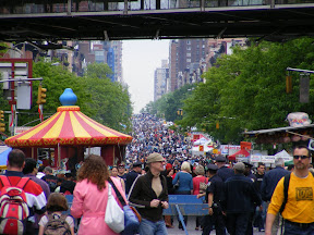 Some food festival on 9th Ave. We had a fruit smoothie with watermelon, mango, and pineapple, and Indonesian food.