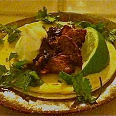 Achiote Lamb Tacos Two Ways: Olive-Herb Salsa and Asiago-Brown Ale Sauce