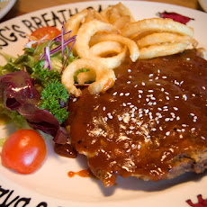 Kansas City-style Baby Back Ribs with Onion Rings and Boiled Corn