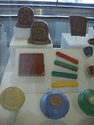 Early Eve bookends, pencil tiles, pelican tile