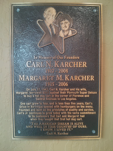 Carl N. and Margaret Karcher Memorial Plaque