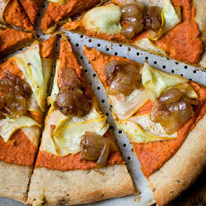 Romesco Pizza With Caramelized Onions & Squash