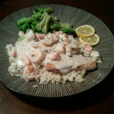 Tilapia With a Creamy Shrimp & Crab White Wine Sauce