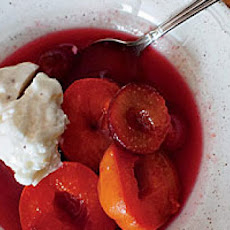 Apricots and Plums Poached in Rosé Wine