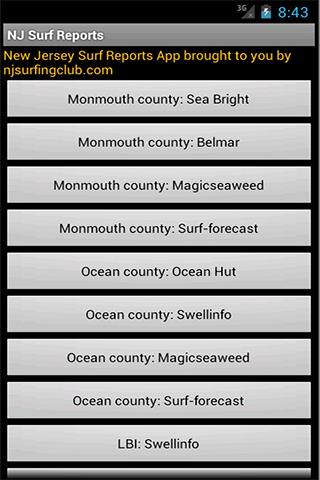 New Jersey Surf Reports