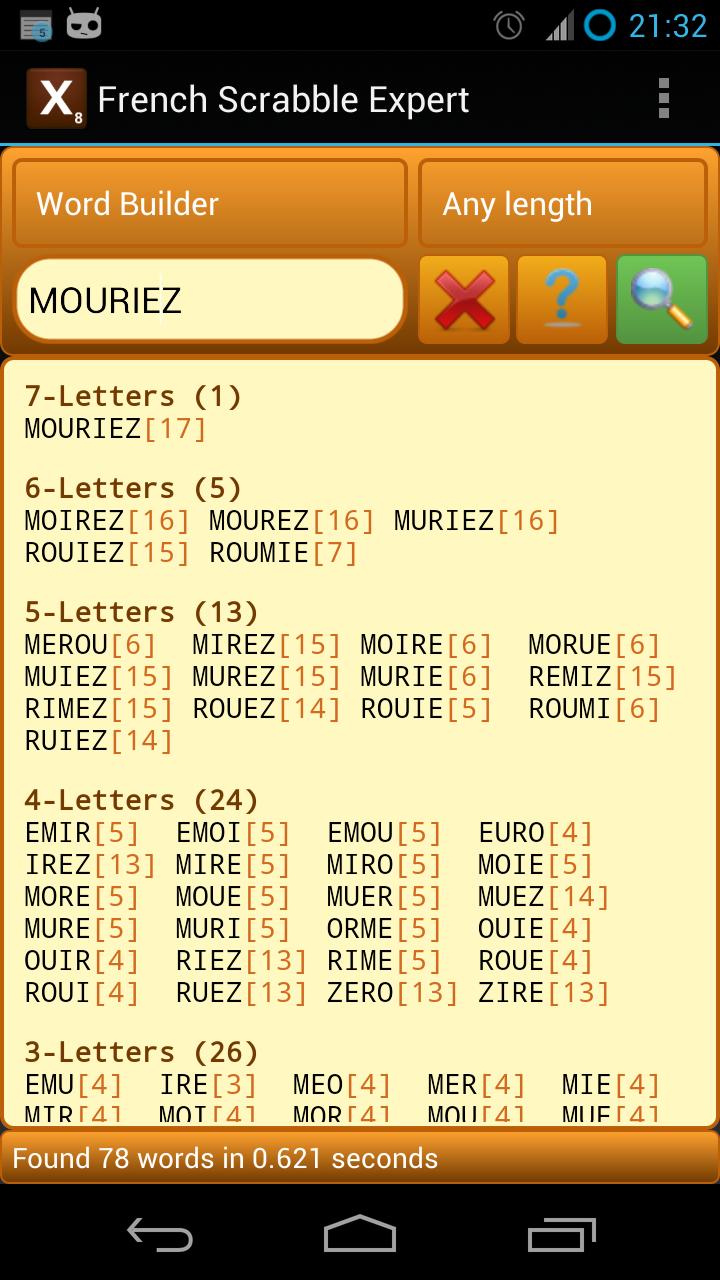 Android application Word Expert - French (for SCRABBLE) screenshort